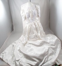 Vtg Jessica McClintock Bridal Puff Sleeve Wedding Dress Sz 8 Preserved W/ Slip