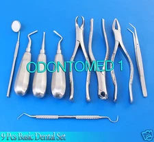 9 Pcs Basic Dental Surgery Extracting Extraction Forceps Elevators Set Ex-346