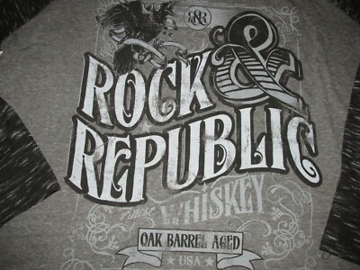 Rock & Republic Oak Barrel Aged Whiskey Long Sleeve T Shirt Sz XL New NWT USA 