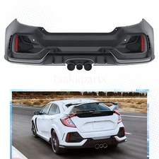 Type R Style Rear Bumper Cover Kit For 2016 2017 2018-2021 Honda Civic Sedan