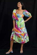 NWOT Anthropologie by FARM RIO Rainbow Leaves Midi Dress Sz M- $225