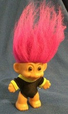 Russ Troll Doll Purple Hair in a Black One Piece w/Lime Green Edge