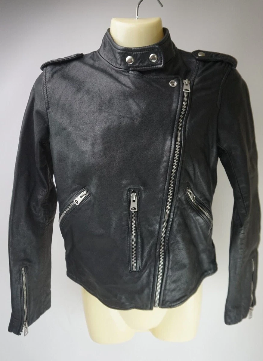 All saints hot sale cropped leather jacket