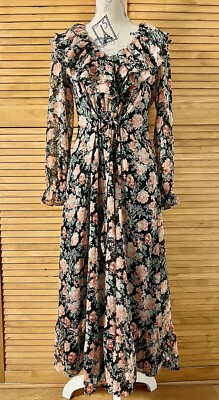 MANGO Floral Printed Maxi Dress Ruffles Long Sleeves Multicoloured Size Small | eBay MANGO Floral Printed Maxi Dress Ruffles Long Sleeves Multicoloured Size Small | eBay