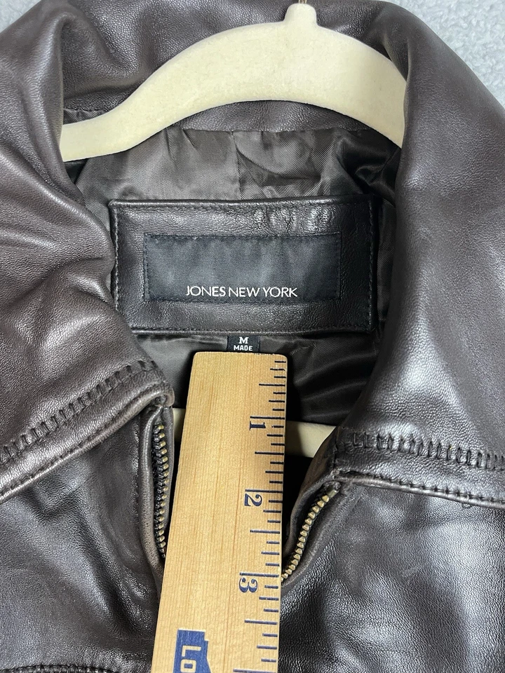 Chaqueta Jones New York Mujer Marrón Cuero Genuino Talla Mediana-Cuero Suave Foto 3 de 4