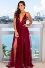 FashionNova Sequins Maxi Dress Wine NEW Size S RRP £70