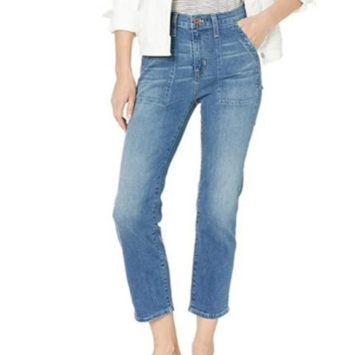 J Crew Petite Womens 24P Crop Ankle Patch Pocket Utility Jeans Blue BT040 $118