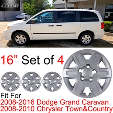 16" Set of 4 Hubcaps For 2008-2016 DODGE GRAND CARAVAN Wheel Rim Covers Bolt On