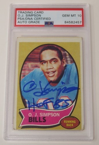 OJ Simpson HOF Signed Autograph 1970 Topps Rookie Card 90 W Insc PSA 