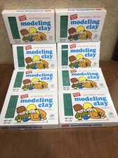 Lot Of 8 - Vintage Sealed Klean Klay Non Drying Modeling Clay 15.5 Ounces Green