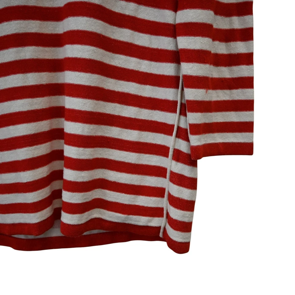 Suéter Oscar de la Renta Grande Rojo Marfil Rayas Adornado Resort '08 Foto 4 de 4