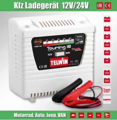 Autobatterie KFZ Ladegerät Telwin TOURING 18 12/24 V min/max 50-180 Ah eff. 15A