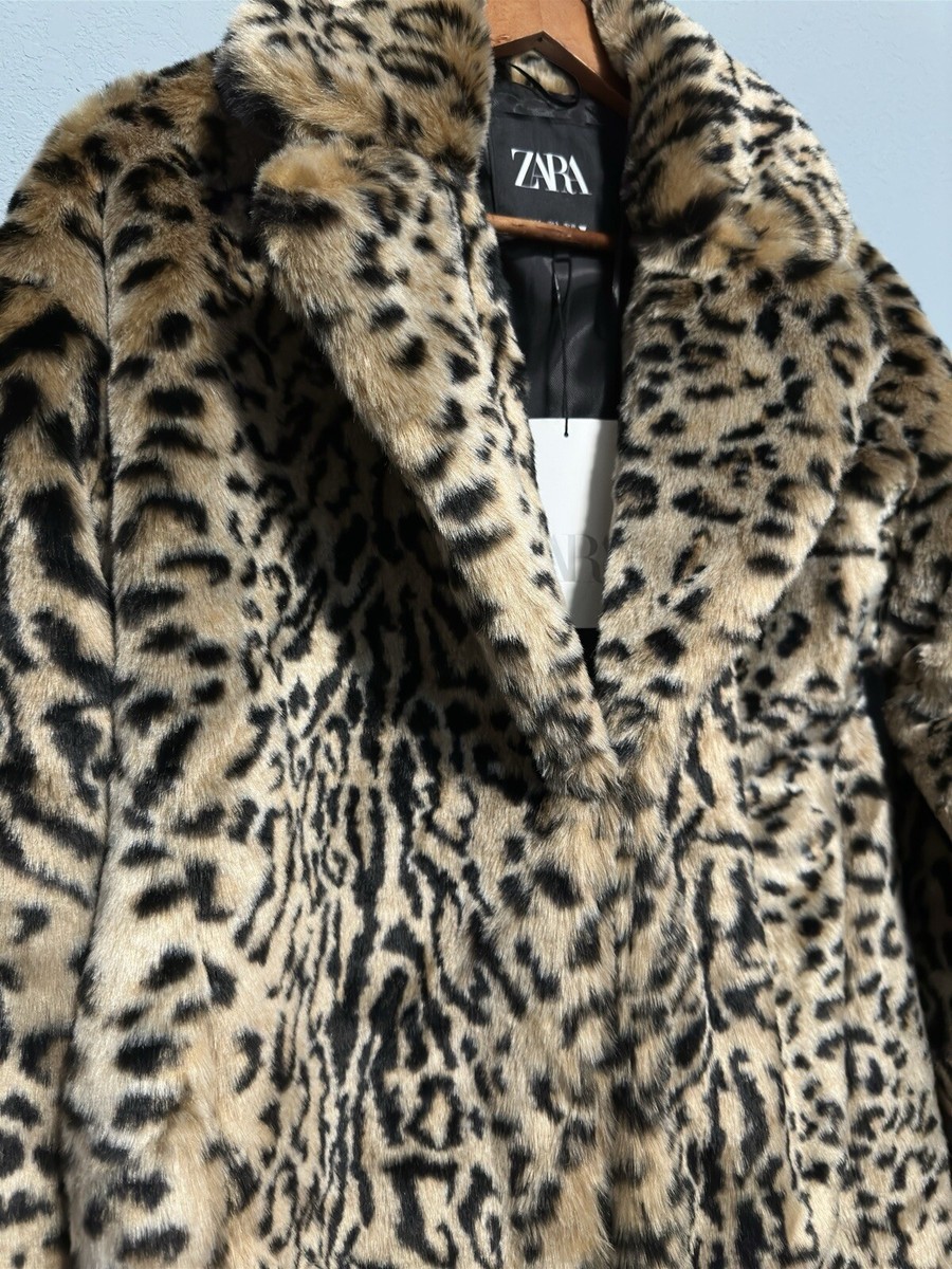 ZARA WOMAN LEOPARD FAUX FUR COAT MULTI FW24 SZ. SMALL NWT REF:1255