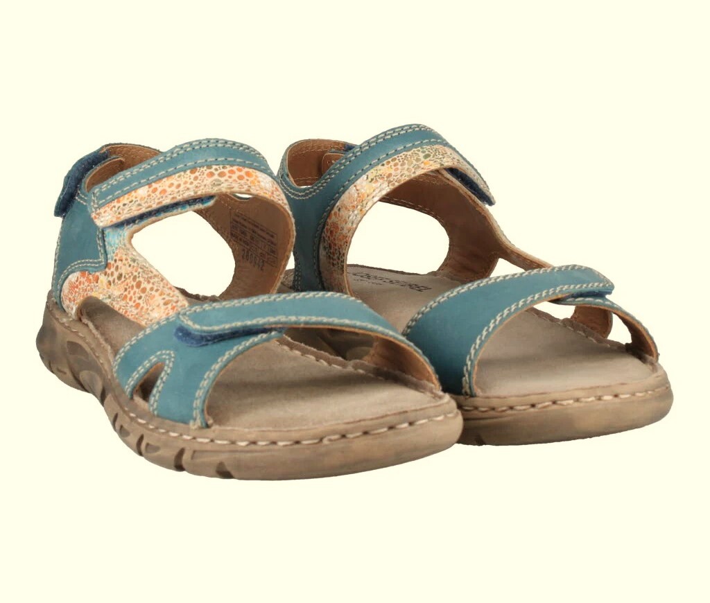 Josef Seibel Brenda 10 Sandali Donna In Pelle Scamosciata Kaki – Chiusura Velcro – Suola Rubflex E Sughero – Fatto A Mano