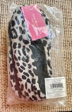 Isaac Mizrahi Leopard Slippers Women Fluffy Sherpa Lined Medium NWT SEALED