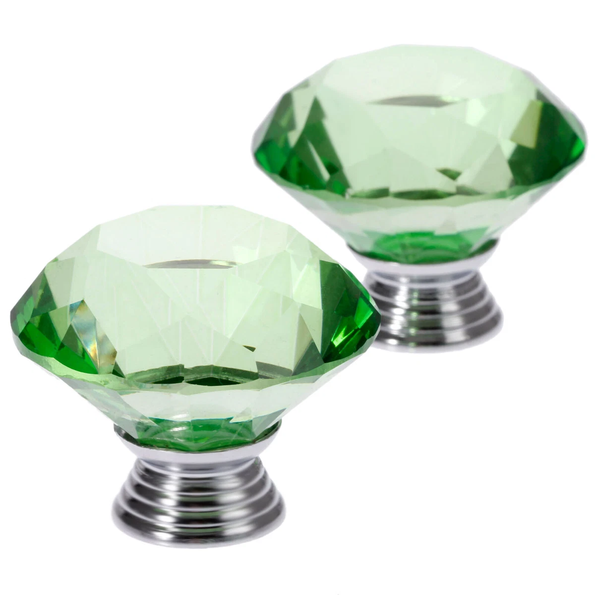 Green Knob Crystal Glass Handle Door Cupboard Wardrobe Cabinet Pull Dia 40mm