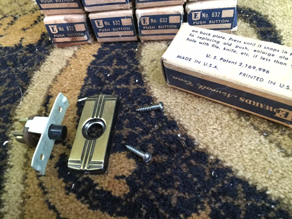 Timbre pulsador Edwards vintage nuevo stock antiguo en caja n.º 632 Foto 4 de 4