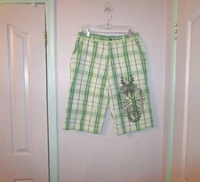 Vtg Y2K Noiz Royalty Baggy Shorts Men’s Size 34 Seersucker Graphic 11” Skater