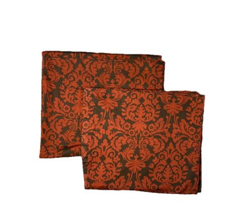 2 Waverly Brown Red Curtains Panels Drapes 84" Long Discontinued Print Lined - Picture 7 of 7