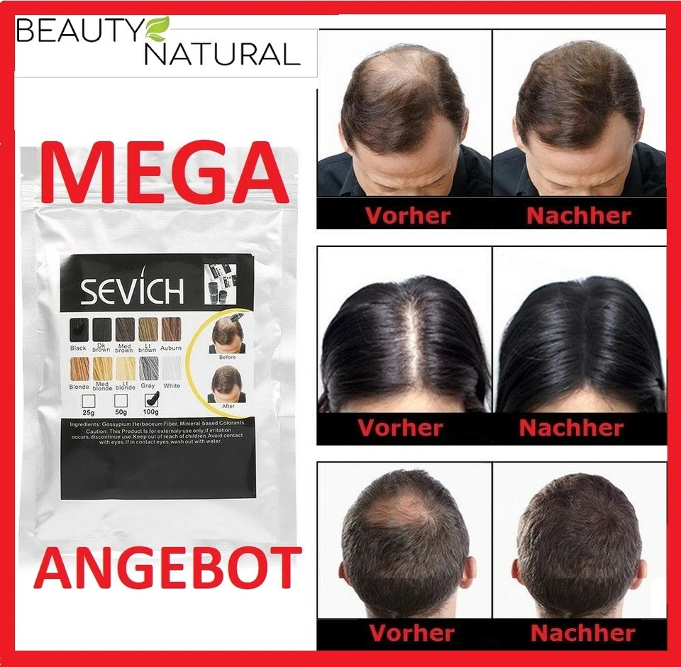 PREMIUM SEVICH Schütthaar Haarverdichter Haarfaser Fibers MITTELBRAUN 50/100g