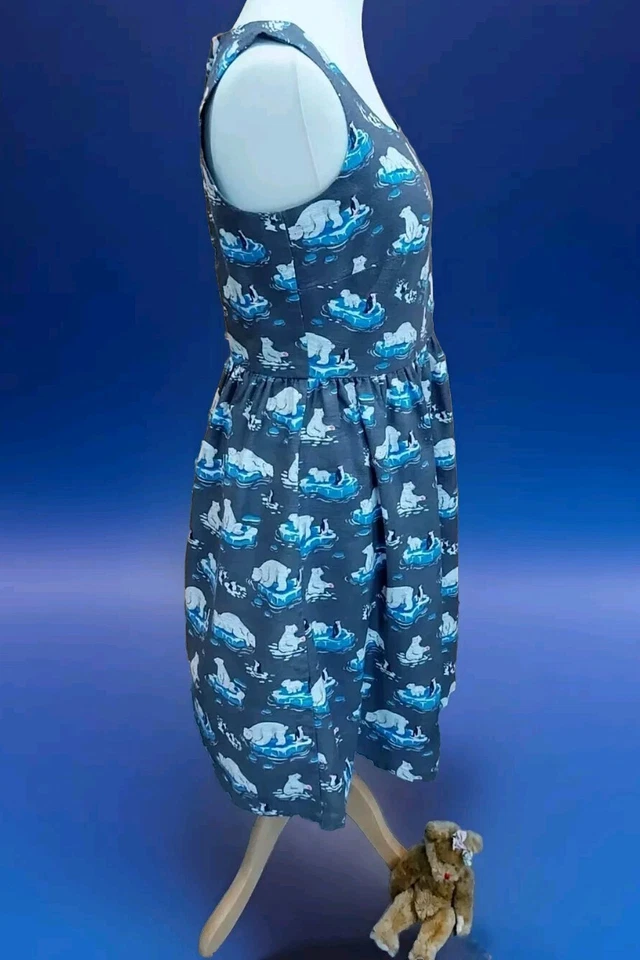 Size 16 BNWT Cath Kidston Vintage Style Polar Bears And Penguins Tea Dress - Image 3 of 4