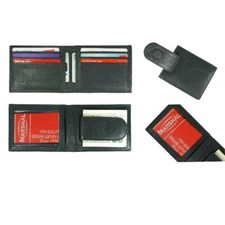 Leather Bifold Slim ID Card Holder Front Pocket Black Men's Money Clip Wallet