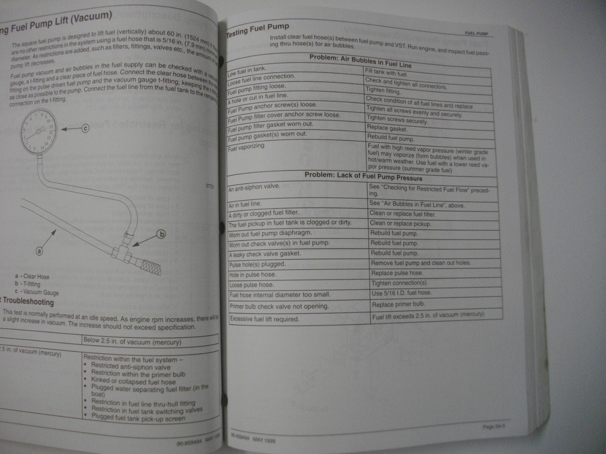 1999 Mercury Mariner factory service manual 90-859494 115 135 150