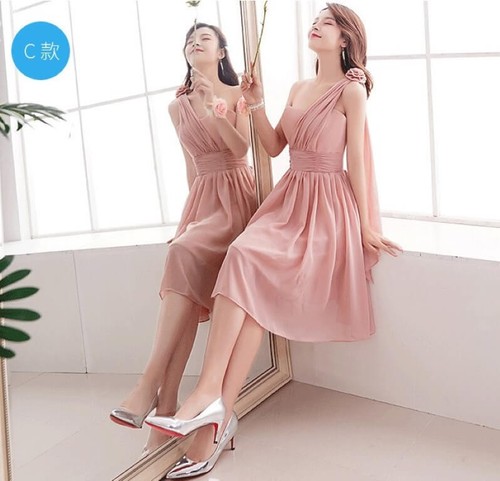 Bridesmaid Dresses Size 0 to 12 Midi Chiffon Blush Pink Wedding Party Formal New - Picture 36 of 47