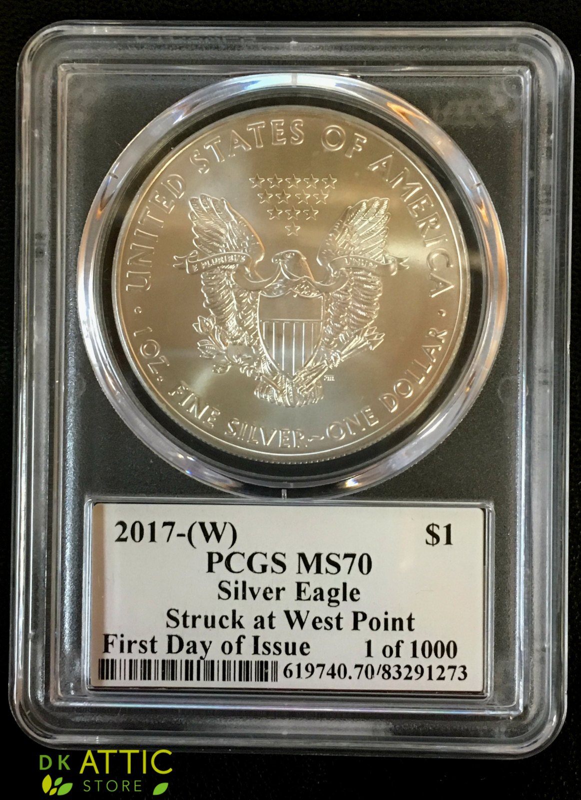 2017-W PCGS MS70 Silver Eagle First Day of Issue - West Point Mercanti