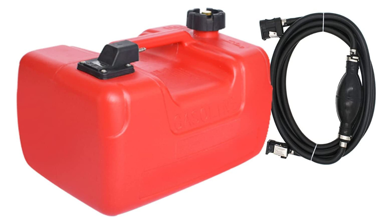 3 Gal 12L Portable Boat Fuel Tank With Hose Connector For Marine