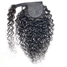 100 human hair Water Wave 10-28inch Wrap Ponytail Hook  Loop Hair Extensions