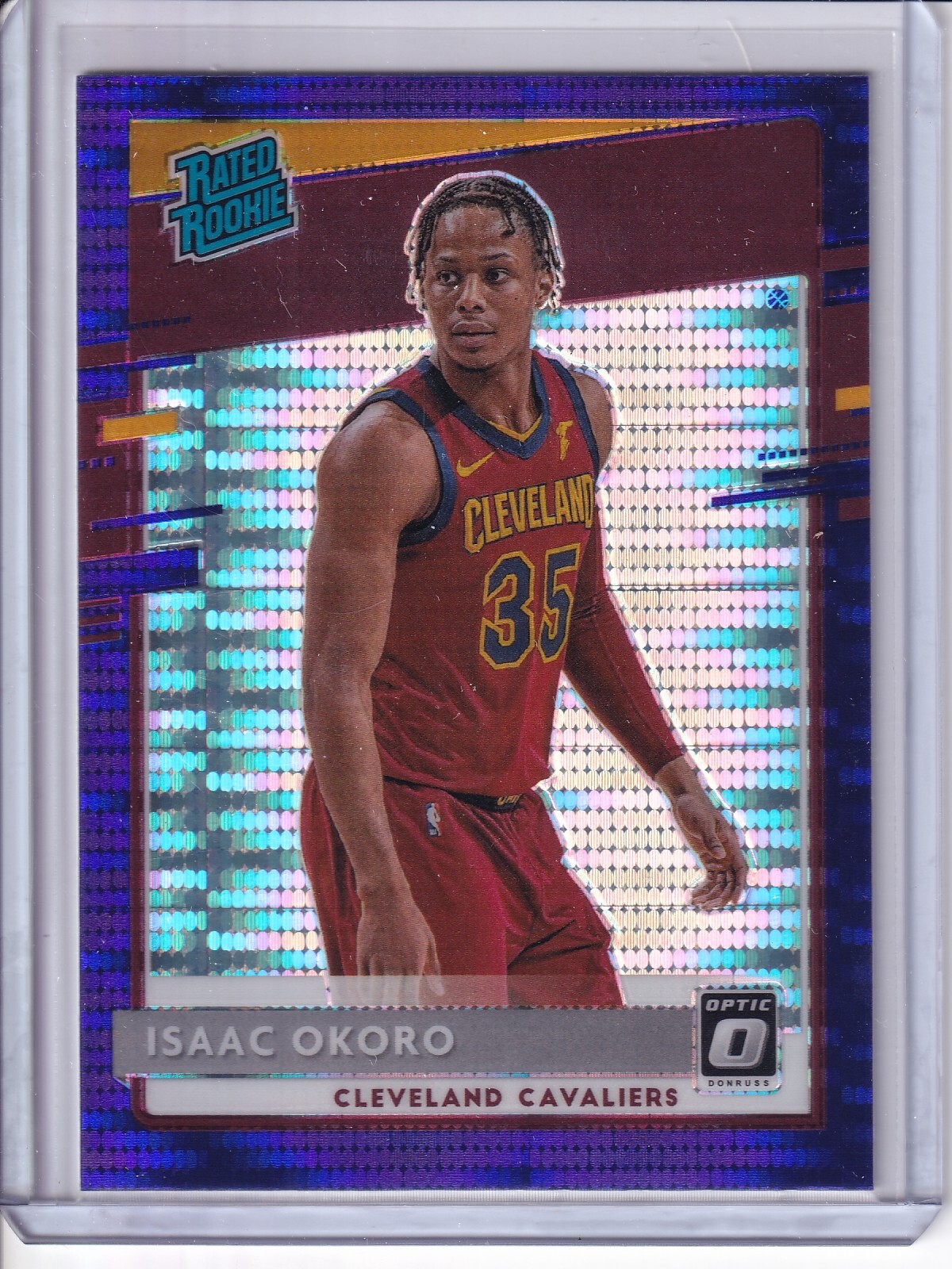 ISAAC OKORO  2020-21 PANINI DONRUSS OPTIC RATED ROOKIE PURPLE PULSAR PRIZM #155