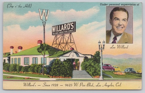 Los Angeles California, Willard's Restaurant, West Pico Boulevard 1952 Postcard