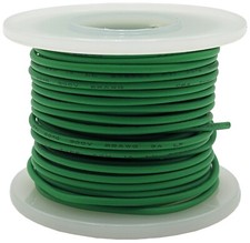 25 Feet Green 22 Gauge Solid Hook-Up Wire, Tinned Copper, PVC Insulation