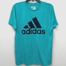 Adidas The Go-To Tee Energy Blue 3 Striped Logo Graphic T-Shirt Men's Medium