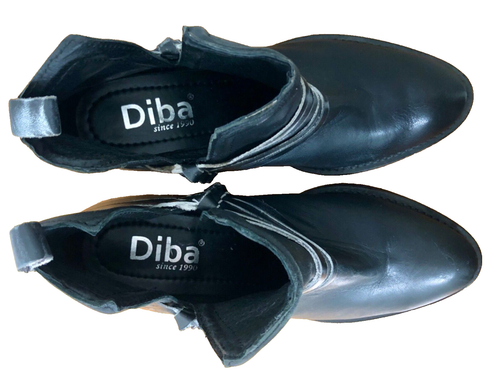 Diba Skyler Ankle Boots Black Leather Silver Accents Almond Toe Women's Size 6.5 - Picture 12 of 14
