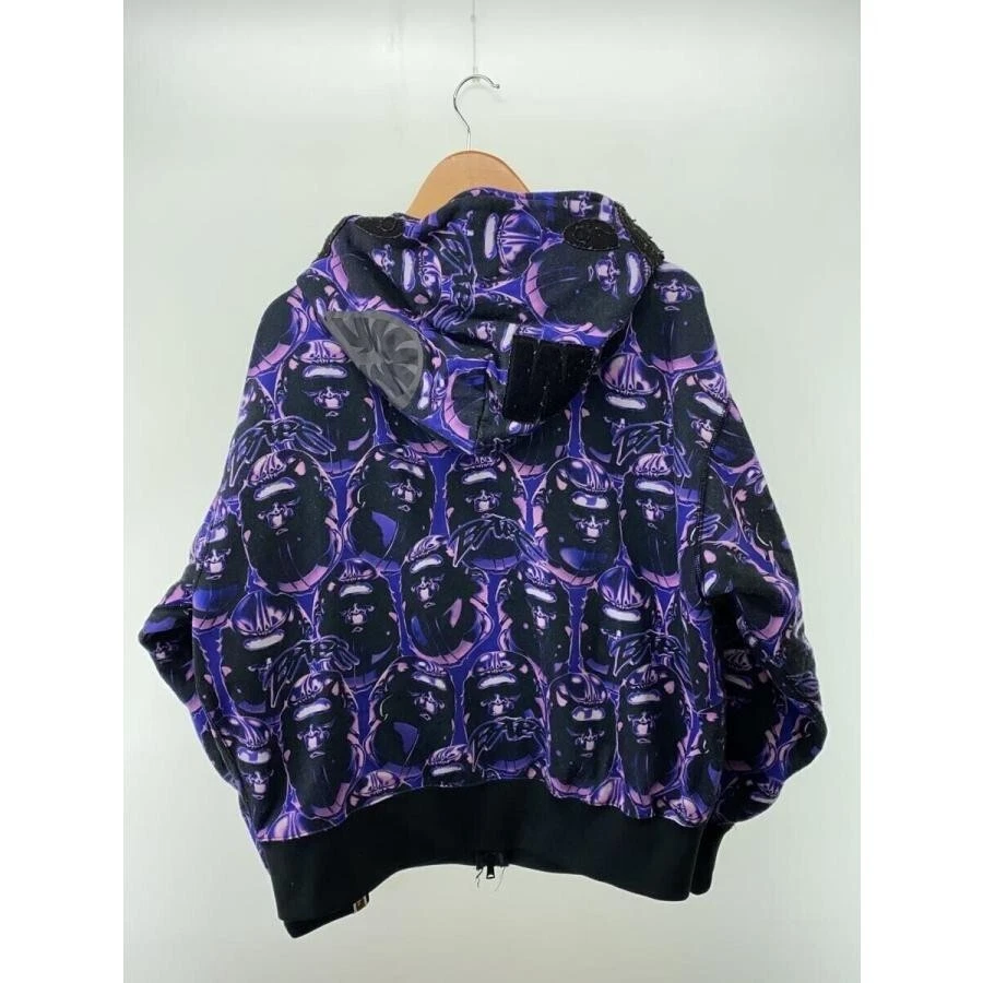 A BATHING APE (BAPE) FELPA CON CAPPUCCIO FULL ZIP BAPE APE HEAD GRAFFITI SHARK VIOLA UNA SCIMMIA DA BAGNO USATA OTTIMA