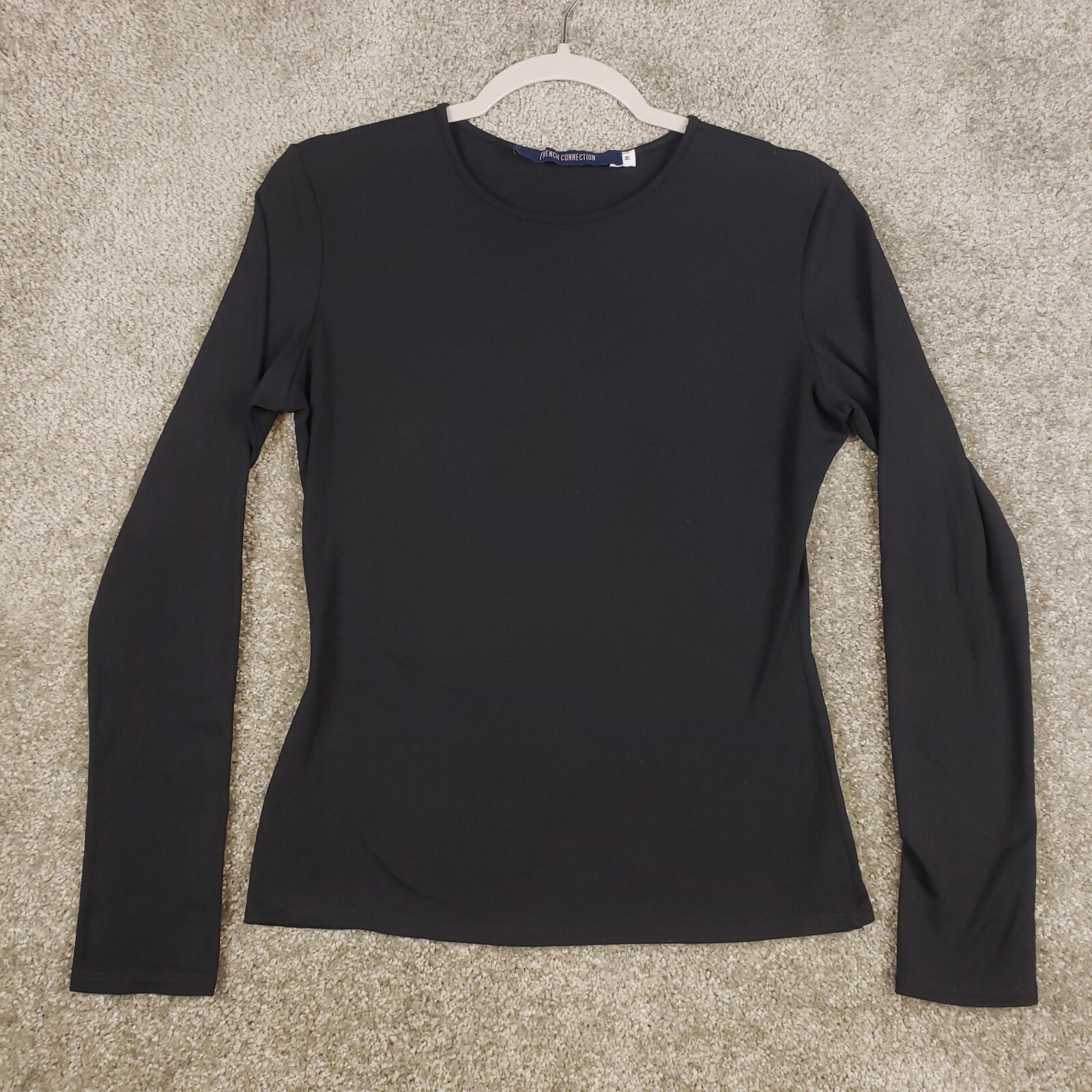 French Connection Solid Black Stretch Crew Neck L… - image 1