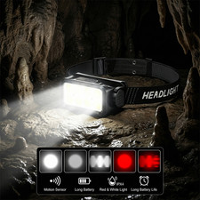 COB LED Headlamp USB Rechargeable Headlight Torch Work Light Bar Head Band Lamp