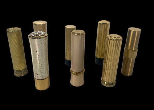 Vintage Lot Gold Lipstick Holder Tube EMPTY Lot Helena Rubinstein Max Factor