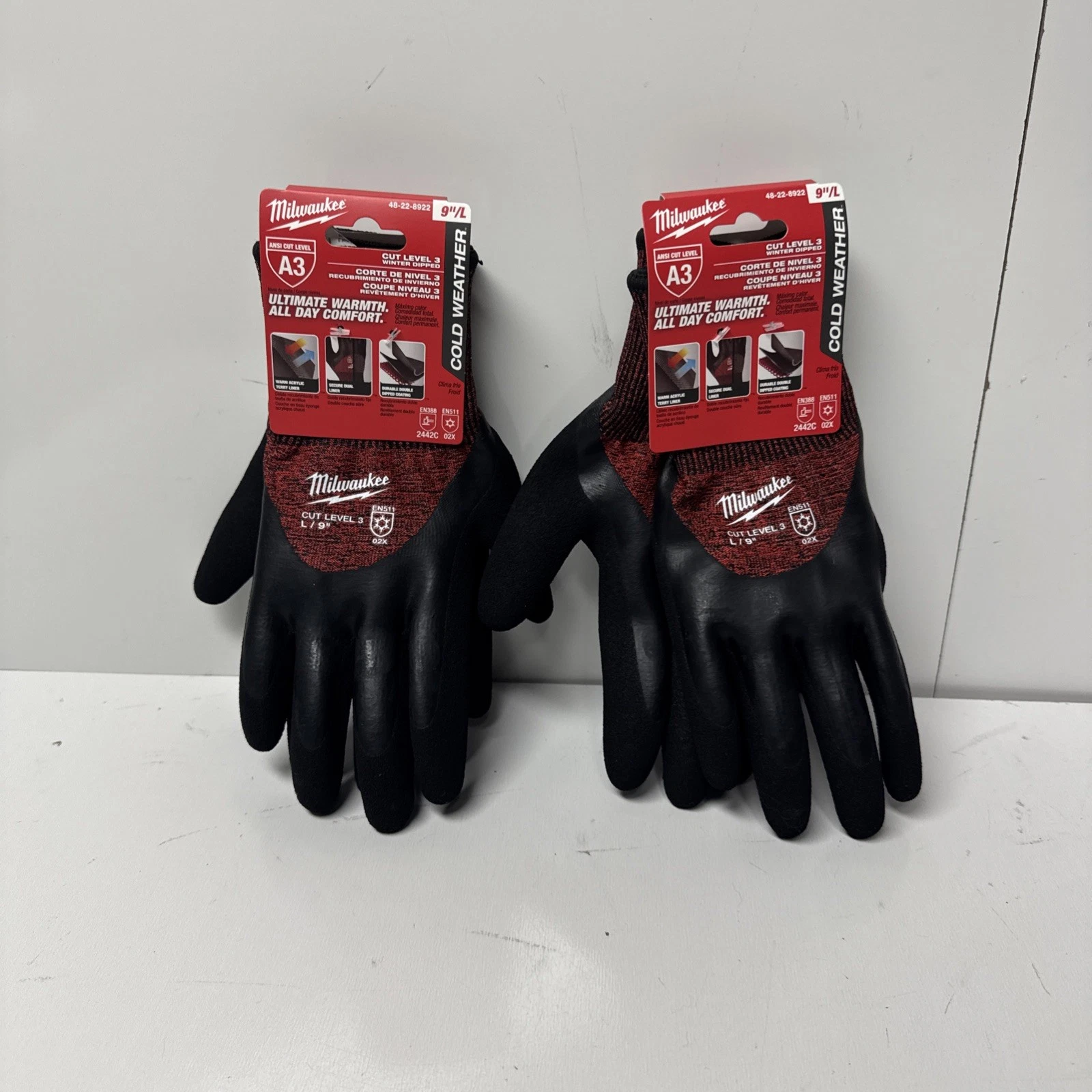 Milwaukee Insulated Work Gloves Large 48-22-8922 ANSI Cut Level 3 2 Pack
Opens in a new window or ta