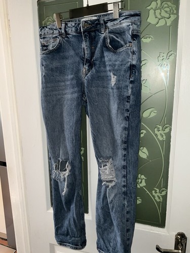 New Look Petite Tori Größe 12 Mom Jeans Größe 12 in gutem gebrauchten Zustand blau