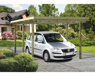Einzelcarport Flachdach inkl. Montagematerial, Pfosten 9x9 cm 304 x 510 cm kesse