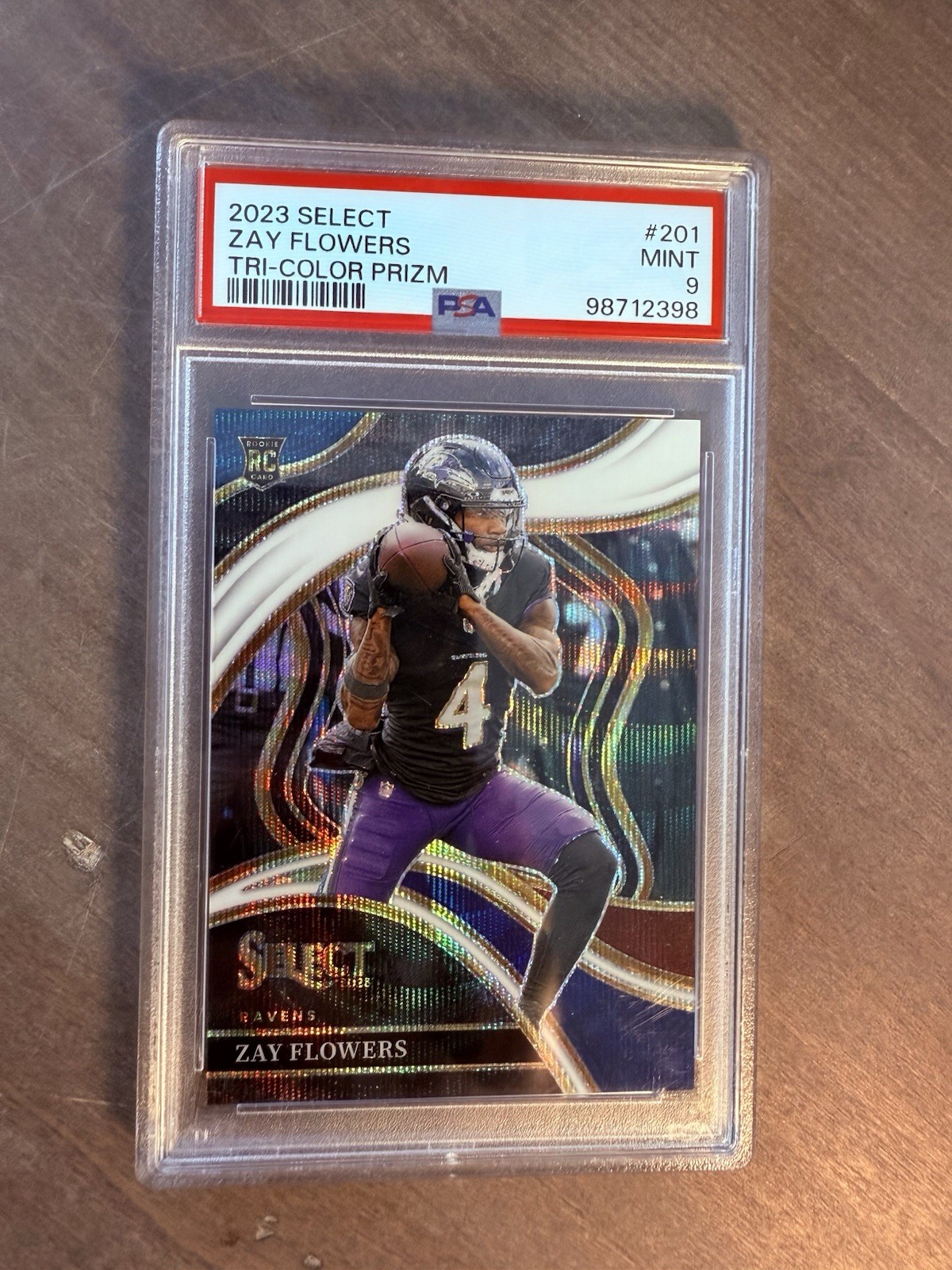 2023 Panini Select Zay Flowers Tri-Color Prizm /149 Rookie PSA 9 #201 Ravens RC