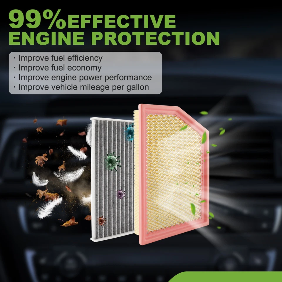 Juego combinado de filtro de aire de motor y cabina para Jeep Cherokee L4 2014-2018 2,4 L V6 3,2 L Foto 4 de 4