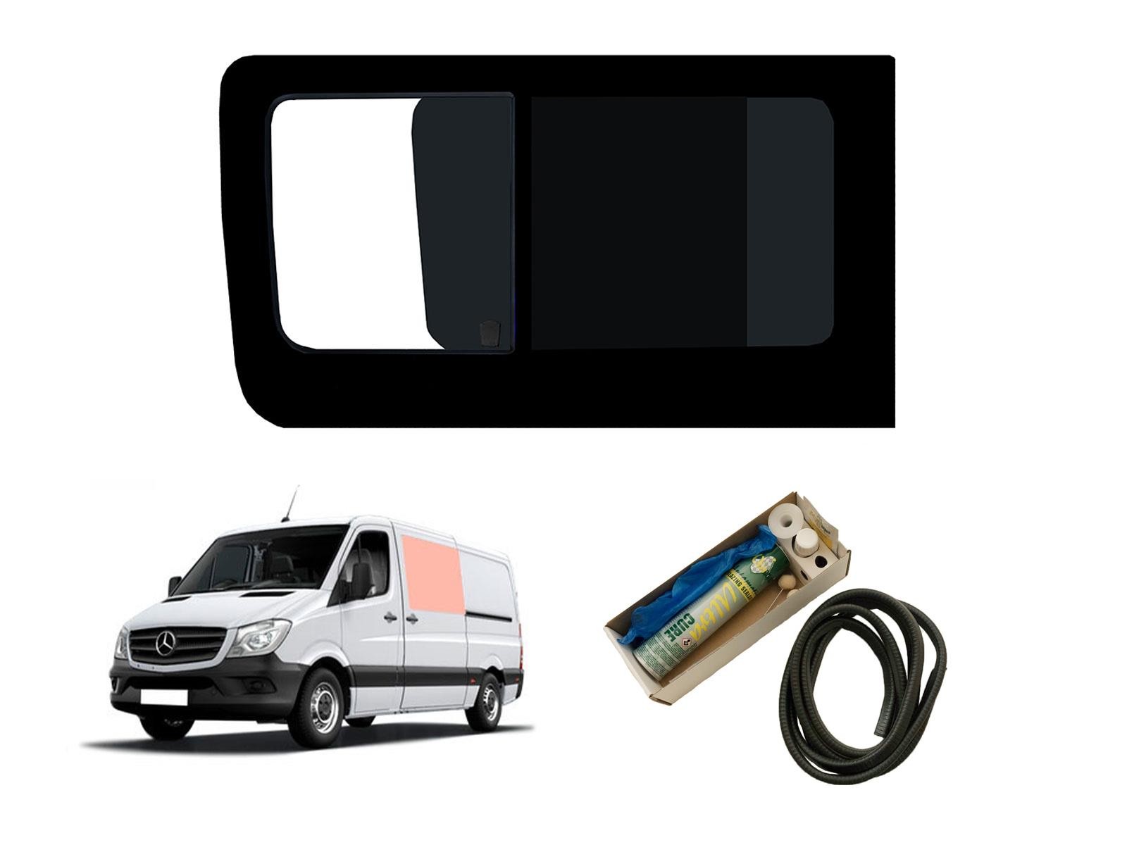 Mercedes Sprinter 2006- Passenger Side Opening Dark Tint Window With Fitting Kit