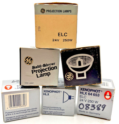 Vintage Lot of GE ELC Projection Lamps 24V 250W  Multi-Mirror & Xenoshot-F1