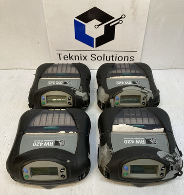 Lot of 4 Zebra RW420 Wireless Mobile Printer with Software Disk - See Photos