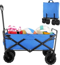 Folding Collapsible Wagon Cart w/All-Terrain Wheels, Heavy Duty Portable