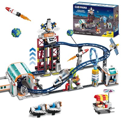 Space Roller Coaster Building Sets - Rollercoaster Building Toy with Rocket, ...